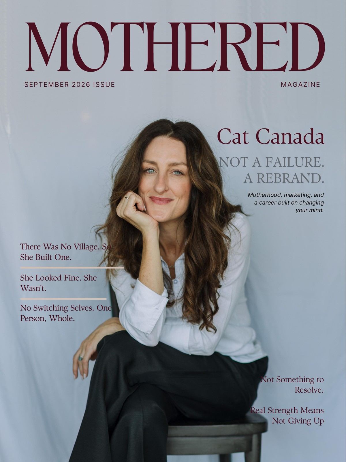 Mothered Magazine September 2026 cover, Not a Failure. A Rebrand.